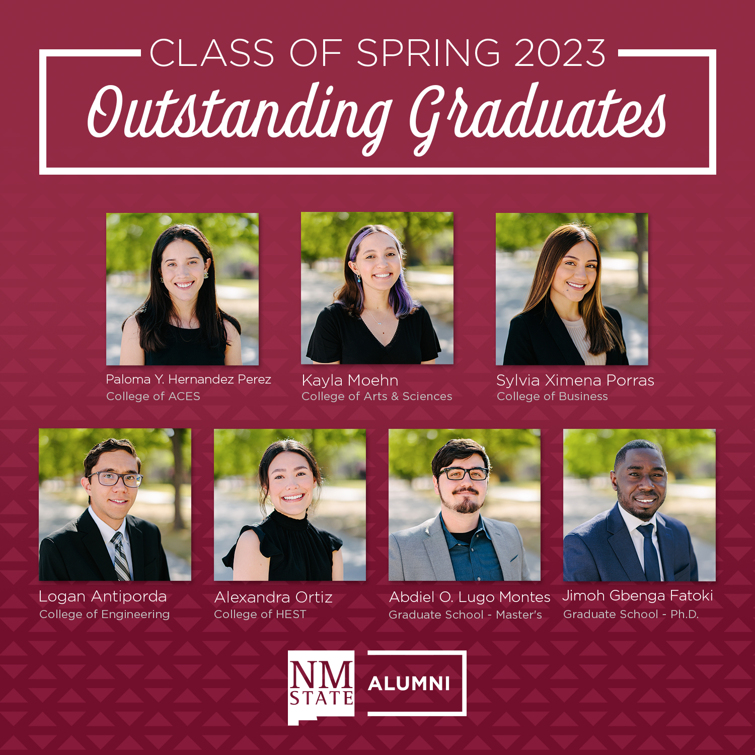 NMSU's spring 2023 Outstanding Graduate Award recipients embody diligence,  focus, brilliance