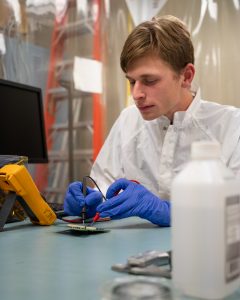 student working in lab
