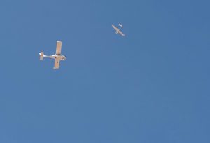 two drones flying